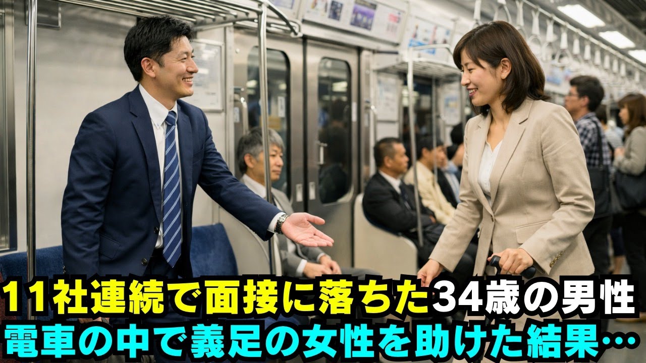 11社連続で面接に落ち続けた34歳男性→電車の中で義足の女性を助けた結果・・・