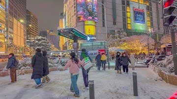 4K Snowfall in Seoul, Korea | Myeongdong Snow Walk 0.4°C Frozen Winter day