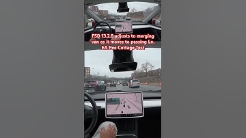 FSD 13.2.8 adjusts to merging van, moves to passing Ln. EA Poe Cottage Test #teslafsd #fsdbeta #fsd