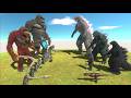 Mutant Primates Kong + Skar King vs Team Evolution Godzilla - Animal Revolt Battle Simulator