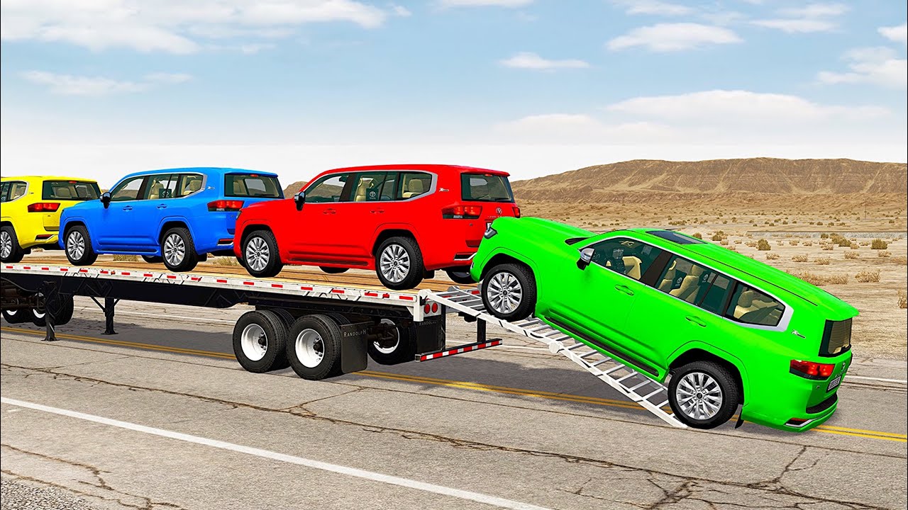 Flatbed Truck Mcqueen  | Transportation with Truck - Pothole vs Car #548 - BeamNG.Drive