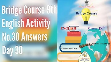 Bridge Course 9th English | Activity No.30 Answers | Day 30 | Bridge Course 9th Standard