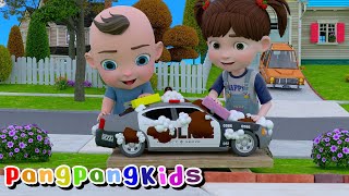 Bubble & Babble, Its Time To Wash And Scrub Cars Police Car Fire Truck Excavator Siren