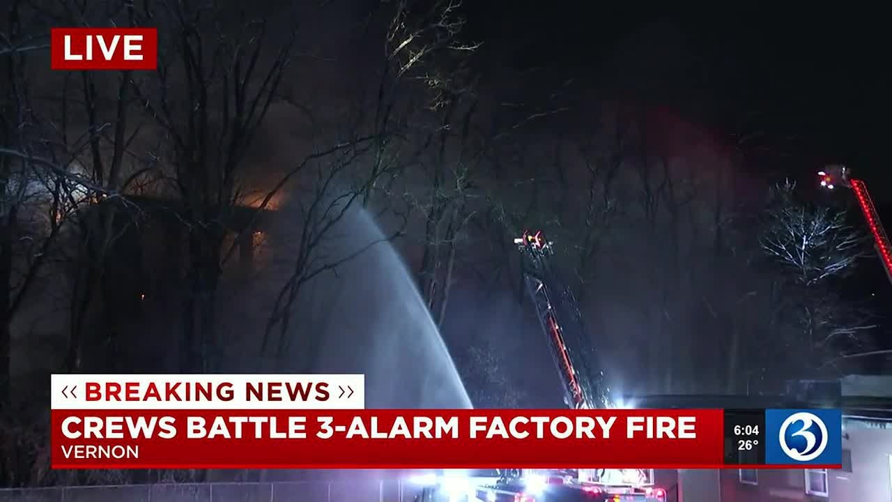 VIDEO: Crews battle 3-alarm fire at old factory in Vernon - YouTube