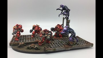 Warhammer 40,000 Space Hulk Space Marine Blood Angel Terminators vs Tyranid Genestealers Painted