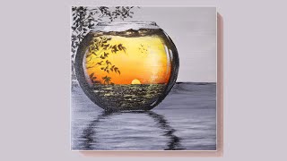 EASY SUNSET ACRYLIC PAINTING TUTORIAL FOR BEGINNERS | ART IDEAS | LEARN HOW TO PAINT#64