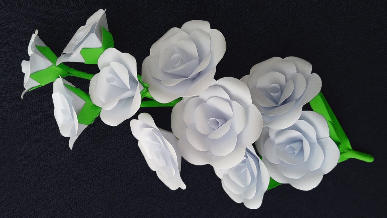 Rose Flower Making With White Paper