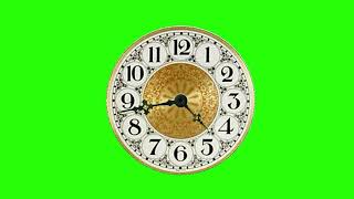 Clock 12 hours in speed || Green Screen video || Copyright free || clock realistic animation full