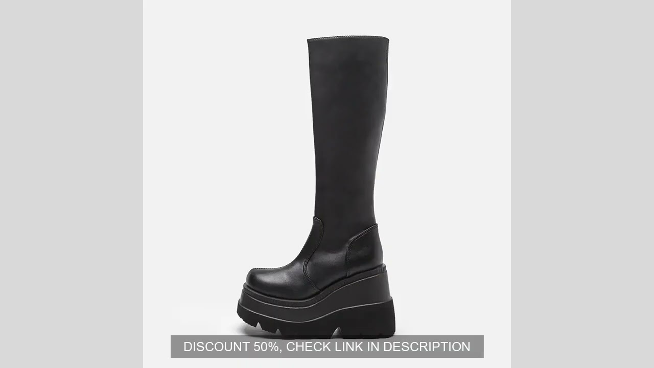 2024 Winter ladies Slope Heel Boots High top antislip shoe New fashion Thick Bottom boot Gothic styl