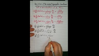 اشتقاق الدوال المثلثية العكسية  Derivatives of the inverse trigonometric functions