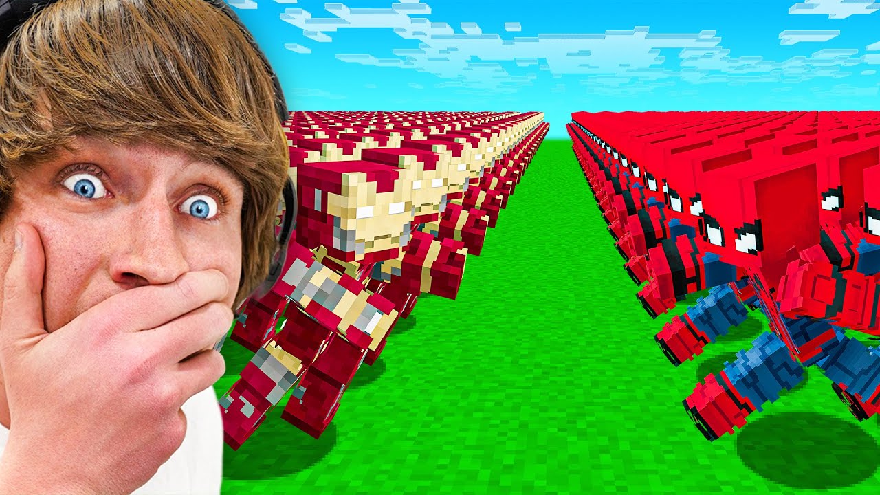 100 Spider-Man VS 100 Iron Man Minecraft Mob Battle