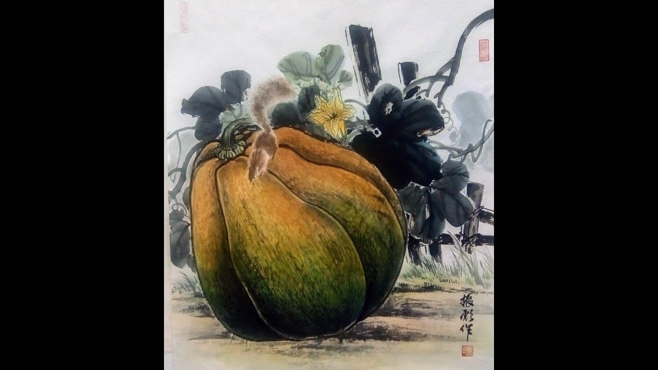 國畫山水影音教學園區-(南瓜&松鼠)秋實-林振彪