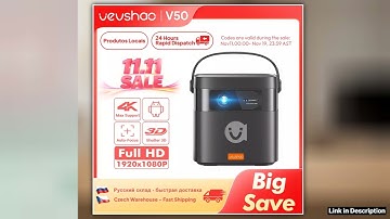 VEVSHAO V50 Portable Projector 4K 3D WiFi Full HD1080P Builtin 2 x 10W Speakers Home Theater Projec