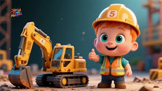 Construction Vehicles Song 🚜 Car Wash &amp; Truck Cartoon for Kids | Excavator &amp; Dump Truck