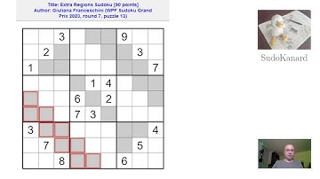 [Eng] Extra Regions Sudoku, by Giuliana Franceschini (WPF Sudoku GPx 2023, round 7, puzzle 13)