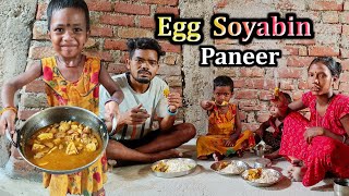 Today's food, Egg Soyabin paneer with rice cooking eating | Village life style vlog