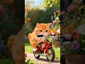 Riding a Small Bike In The Flower Garden #funny #kitten #shorts