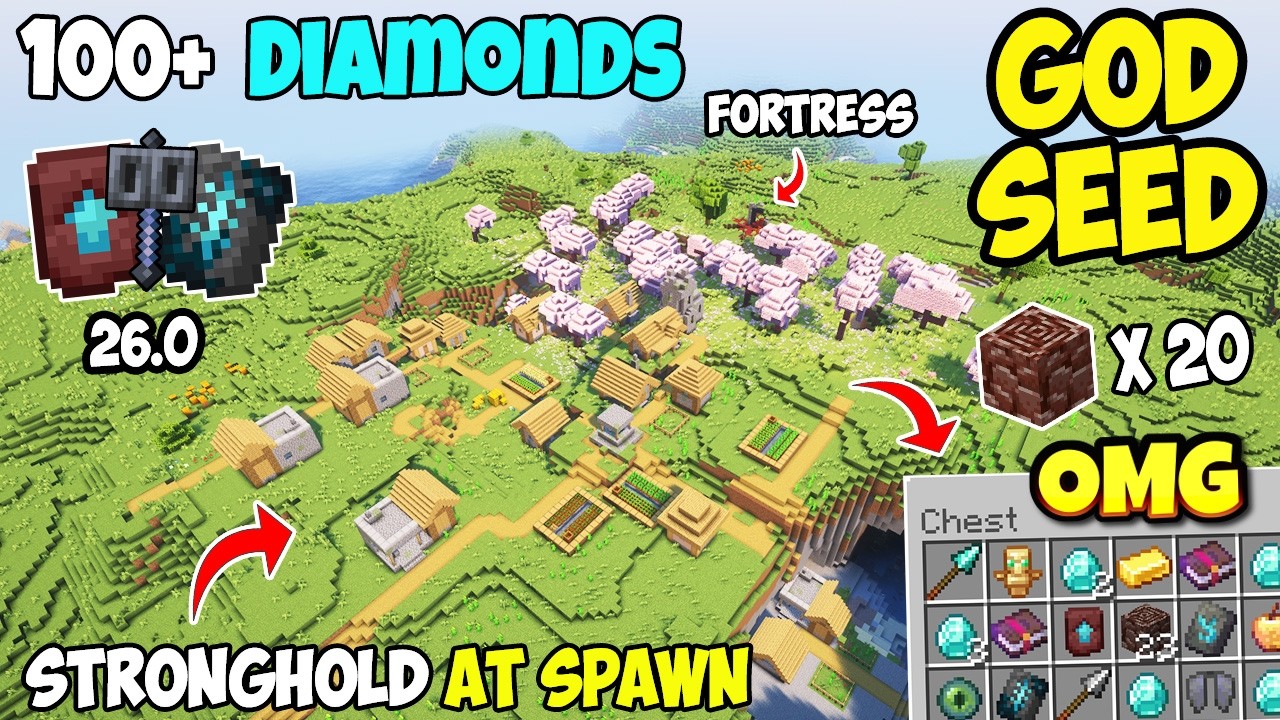 🔥Best Speedrun (God Seed) For Minecraft 26.0 Bedrock And PE | Four Blacksmith Seed | Minecraft Seeds