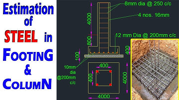 Estimation of steel in footing and column | how to calculate quantity of steel in footing and column
