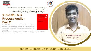 IIF Chennai Chapter Webinar on VDA QMC 6.3 - Process Audit Part 2