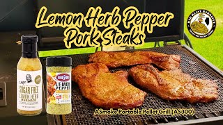 Lemon Herb Pepper Pork Steaks on the ASmoke 300  #asmoke