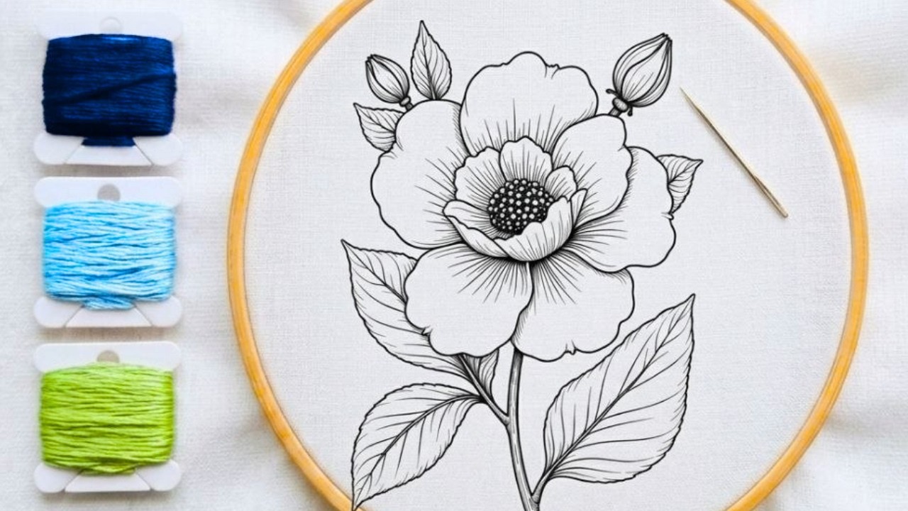 Relaxing Blue Floral Embroidery | Calm Needlework Process (No Talking)