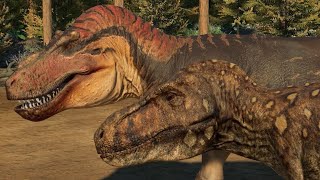 2 T-Rex & 2 Tarbosaurus Breakout & Fight - Juric World Evolution 2 Mods 4K 60Fps