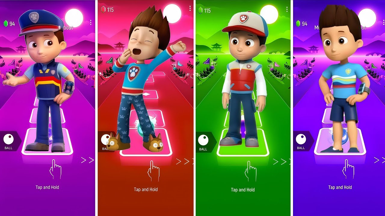 Щенячий патруль Райдер против Раббла, Щенячий патруль против Маршалла - Tiles Hop EDM Rush