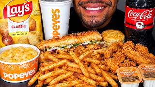 POPEYES VS SUBWAY MUKBAN EATING SHOW MOUTH SOUNDS BIG BITES NO TALKING CHALLENGE ASMR JERRY