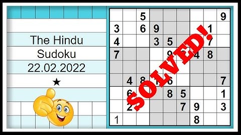 🔊How to Solve The Hindu Sudoku 1 Star | Step by Step Solution | 22.02.2022| Difficulty Level  ★
