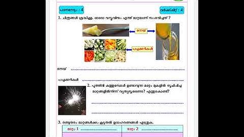 BASIC SCIENCE CLASS 6 THE ESSENCE OF CHANGE WORKSHEETS,മാറ്റത്തിന്റെ പൊരുള്‍ വര്‍ക്ക് ഷീറ്റുകള്‍