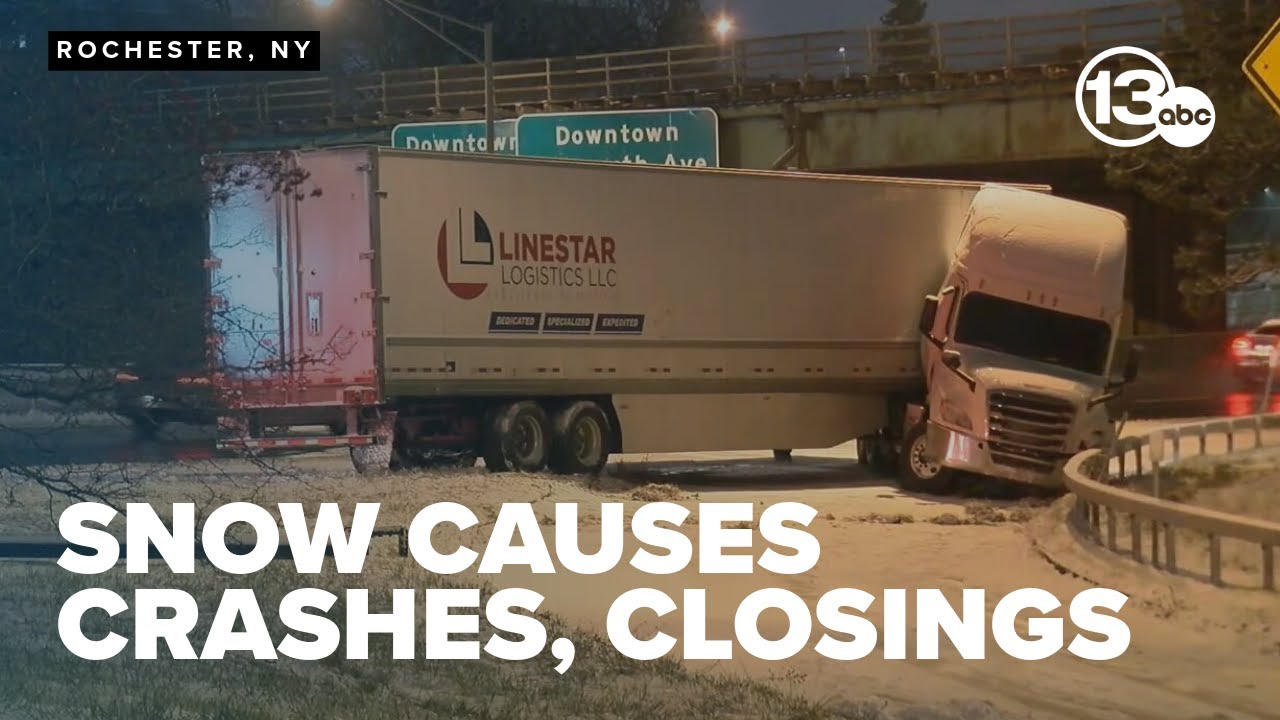 SNOW DAY: Snowy morning in causes crashes and closures - YouTube
