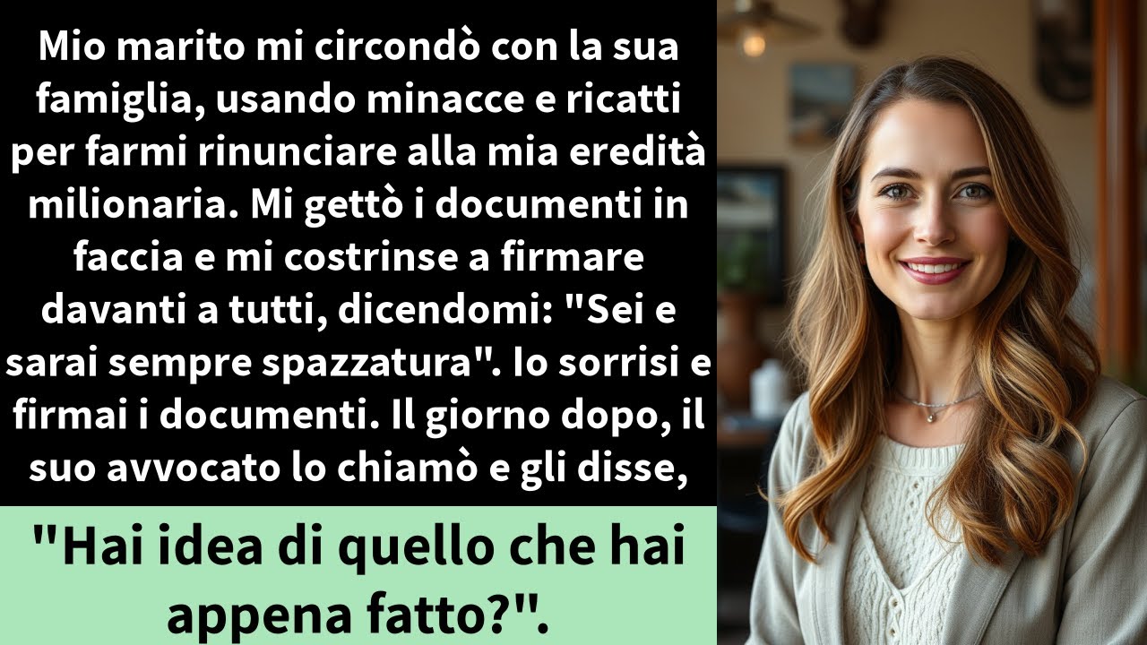 Mio marito mi circondò con la sua famiglia, usando minacce e ricatti per farmi rinunciare alla mia