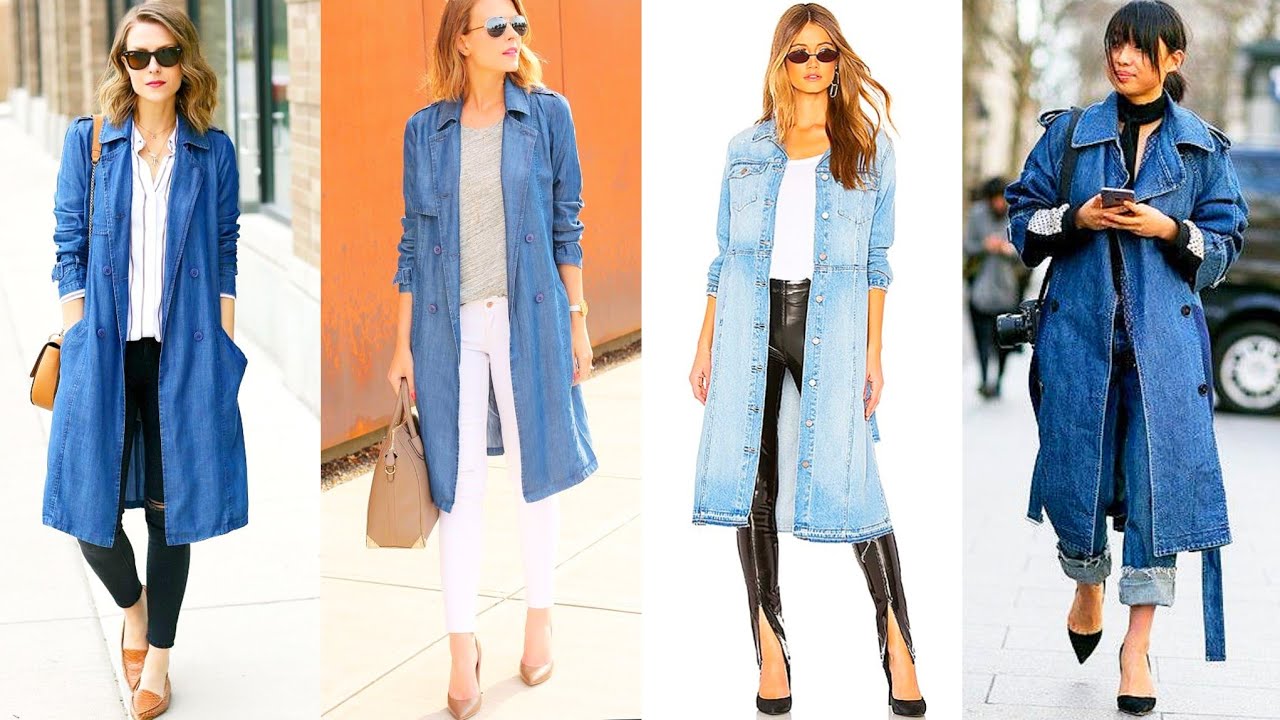 Jeans wear outfits/Blue denim jacket /Denim long jacket/Denim long coat dress latest look design