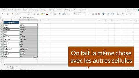 La fonction Excel NOMPROPRE