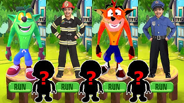 Tag with Ryan vs Crash Bandicoot: On the Run - All Costumes All Vehicles All Characters Combo Panda