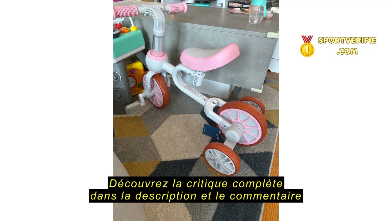 COSTWAY 5 en 1 Tricycle Bébé Evolutif avec Putter Parentale, Draisienne Vélo Bébé avec Siège Réglable, Guidon Réversible, Vélo d'équilibre pour Tout -Petits de 2 à 4 Ans