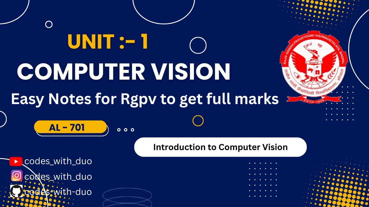 Computer Vision Unit 1 (AL701) || RGPV 7th Semester || In One Shot || # ...