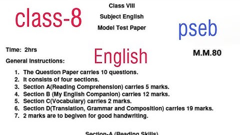 #pseb #class8 English Sample Paper #september2022 #class-8 #solved