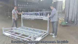 Smarter Auto Parts Storage! 🚚 Custom Fold-and-Stack Rack Demo #Warehouse #Logistics