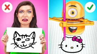 RICH vs BROKE DRAWING BATTLE 🎨 Rich vs Poor Art Challenge😱 Crazy Drawing Hacks by YayTime!