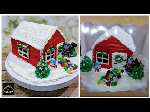كيك الكوخ او على شكل بيت كريسماس كيك