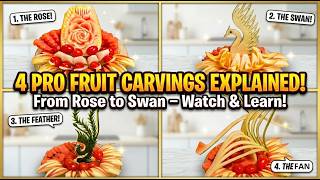 Amazing Fruit Carving Tutorials: How to Make a Rose, Swan, Feather &amp; Fan