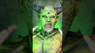 Insane green demon SFX look using prosthetics 😱 #makeuptransformation #sfx #shorts
