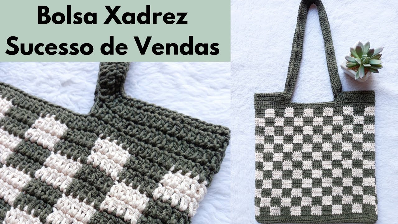 BOLSA XADREZ DE CROCHÊ FÁCIL, Tutorial Crochet, Sucesso De Vendas