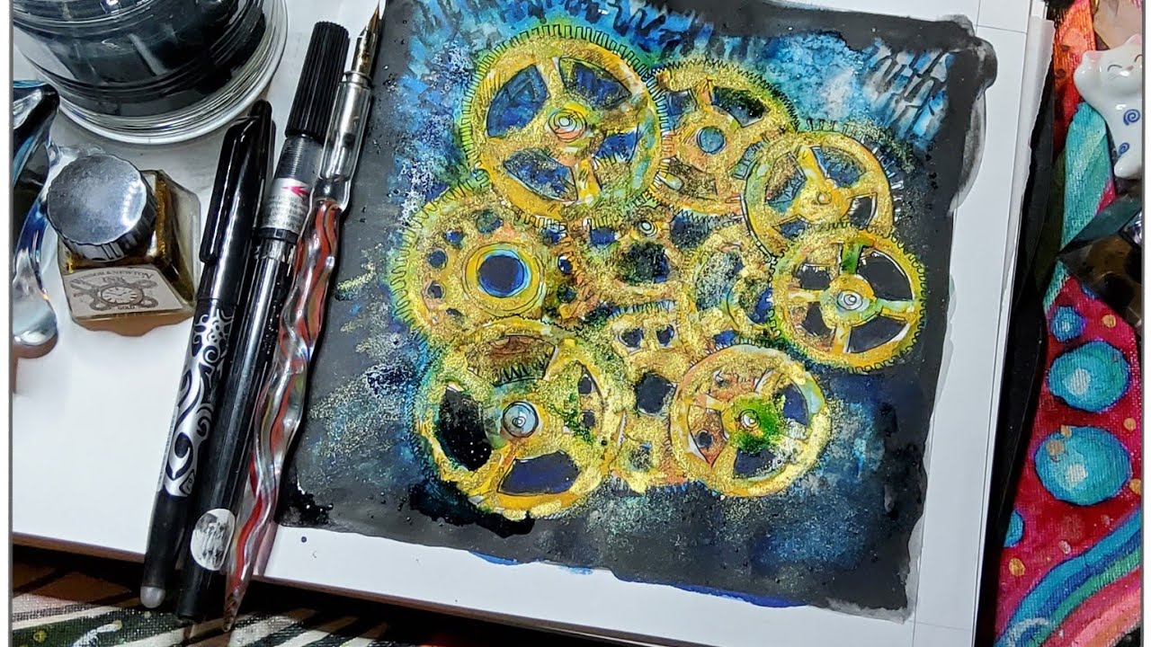 How to draw gears / Inktober 2022 Day 30 / [asmr] [drawing] [relaxing] [pen sounds] [chill