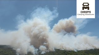 Curtis Island - trapped in our camp by fire