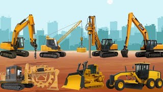 CONSTRUCTION VEHICLES IN ACTION | Bore Pile Driver, Motorgrader, Dynamic Compactor, Auger Excavator