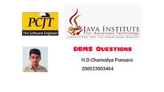 DBMS Question set 15 / H.D.Chamodya Punsara