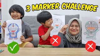 Tantangan Mewarnai Doraemon - 3 Marker Challenge | Keluarga Ziyan
